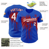 Custom Thunder Blue White-Red 3D Pattern Design Dripping Splatter Paint Authentic Baseball Jersey