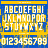 Custom Thunder Blue White-Yellow 3D Pattern Design Dripping Splatter Paint Authentic Baseball Jersey