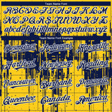 Custom Yellow Navy-White 3D Pattern Design Dripping Splatter Paint Authentic Baseball Jersey