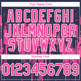 Custom Navy Pink-White 3D Pattern Design Dripping Splatter Paint Authentic Baseball Jersey