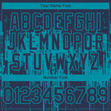 Custom Navy Teal 3D Pattern Design Dripping Splatter Paint Authentic Baseball Jersey