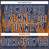 Custom Navy White-Bay Orange 3D Pattern Design Dripping Splatter Paint Authentic Baseball Jersey