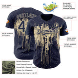 Custom Navy Cream 3D Pattern Design Dripping Splatter Paint Authentic Baseball Jersey