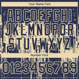 Custom Navy Cream 3D Pattern Design Dripping Splatter Paint Authentic Baseball Jersey
