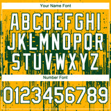 Custom Gold White-Green 3D Pattern Design Dripping Splatter Paint Authentic Baseball Jersey