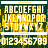 Custom Green White-Yellow 3D Pattern Design Dripping Splatter Paint Authentic Baseball Jersey