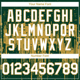 Custom Green White-Old Gold 3D Pattern Design Dripping Splatter Paint Authentic Baseball Jersey