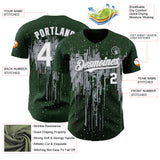 Custom Green White-Gray 3D Pattern Design Dripping Splatter Paint Authentic Baseball Jersey