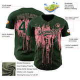 Custom Green Medium Pink 3D Pattern Design Dripping Splatter Paint Authentic Baseball Jersey