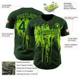 Custom Green Neon Green 3D Pattern Design Dripping Splatter Paint Authentic Baseball Jersey