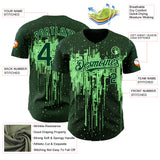 Custom Green Pea Green 3D Pattern Design Dripping Splatter Paint Authentic Baseball Jersey