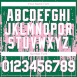 Custom Kelly Green White-Light Pink 3D Pattern Design Dripping Splatter Paint Authentic Baseball Jersey