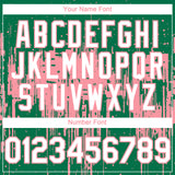 Custom Kelly Green White-Medium Pink 3D Pattern Design Dripping Splatter Paint Authentic Baseball Jersey