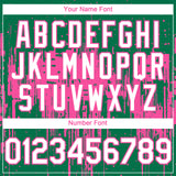 Custom Kelly Green White-Pink 3D Pattern Design Dripping Splatter Paint Authentic Baseball Jersey