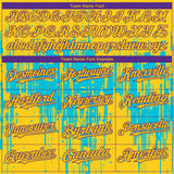 Custom Yellow Purple-Lakes Blue 3D Pattern Design Dripping Splatter Paint Authentic Baseball Jersey