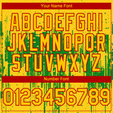Custom Yellow Red-Grass Green 3D Pattern Design Dripping Splatter Paint Authentic Baseball Jersey