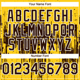 Custom Yellow Brown-White 3D Pattern Design Dripping Splatter Paint Authentic Baseball Jersey