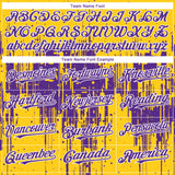 Custom Yellow Purple-White 3D Pattern Design Dripping Splatter Paint Authentic Baseball Jersey