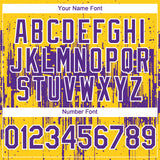 Custom Yellow Purple-White 3D Pattern Design Dripping Splatter Paint Authentic Baseball Jersey
