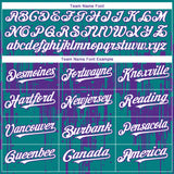 Custom Teal White-Purple 3D Pattern Design Dripping Splatter Paint Authentic Baseball Jersey