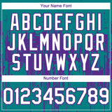 Custom Teal White-Purple 3D Pattern Design Dripping Splatter Paint Authentic Baseball Jersey