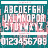Custom Teal White-Medium Pink 3D Pattern Design Dripping Splatter Paint Authentic Baseball Jersey