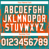 Custom Teal White-Orange 3D Pattern Design Dripping Splatter Paint Authentic Baseball Jersey