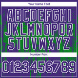 Custom Purple White-Grass Green 3D Pattern Design Dripping Splatter Paint Authentic Baseball Jersey