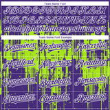 Custom Purple White-Neon Green 3D Pattern Design Dripping Splatter Paint Authentic Baseball Jersey