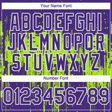 Custom Purple White-Neon Green 3D Pattern Design Dripping Splatter Paint Authentic Baseball Jersey
