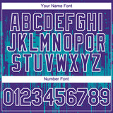 Custom Purple White-Teal 3D Pattern Design Dripping Splatter Paint Authentic Baseball Jersey