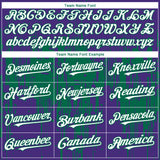 Custom Purple White-Kelly Green 3D Pattern Design Dripping Splatter Paint Authentic Baseball Jersey