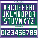 Custom Purple White-Kelly Green 3D Pattern Design Dripping Splatter Paint Authentic Baseball Jersey