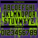 Custom Purple Black-Neon Green 3D Pattern Design Dripping Splatter Paint Authentic Baseball Jersey