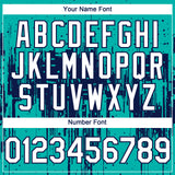 Custom Aqua White-Navy 3D Pattern Design Dripping Splatter Paint Authentic Baseball Jersey