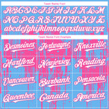 Custom Sky Blue White-Pink 3D Pattern Design Dripping Splatter Paint Authentic Baseball Jersey