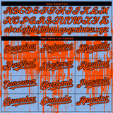Custom Light Blue Orange-Black 3D Pattern Design Dripping Splatter Paint Authentic Baseball Jersey