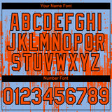 Custom Light Blue Orange-Black 3D Pattern Design Dripping Splatter Paint Authentic Baseball Jersey