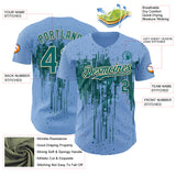 Custom Light Blue Teal-Cream 3D Pattern Design Dripping Splatter Paint Authentic Baseball Jersey