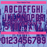 Custom Light Blue Dark Purple-Pink 3D Pattern Design Dripping Splatter Paint Authentic Baseball Jersey
