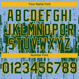 Custom Light Blue Green-Gold 3D Pattern Design Dripping Splatter Paint Authentic Baseball Jersey