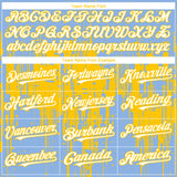 Custom Light Blue White-Yellow 3D Pattern Design Dripping Splatter Paint Authentic Baseball Jersey
