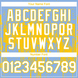 Custom Light Blue White-Yellow 3D Pattern Design Dripping Splatter Paint Authentic Baseball Jersey