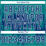 Custom Teal US Navy Blue-White 3D Pattern Design Dripping Splatter Paint Authentic Baseball Jersey