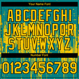 Custom Teal Yellow-Black 3D Pattern Design Dripping Splatter Paint Authentic Baseball Jersey