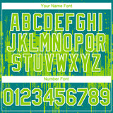 Custom Teal Neon Green-White 3D Pattern Design Dripping Splatter Paint Authentic Baseball Jersey