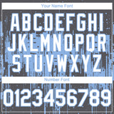 Custom Steel Gray White-Light Blue 3D Pattern Design Dripping Splatter Paint Authentic Baseball Jersey