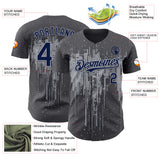 Custom Steel Gray Navy-Gray 3D Pattern Design Dripping Splatter Paint Authentic Baseball Jersey