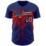 Custom Royal Vintage USA Flag Black-Red 3D Pattern Design Dripping Splatter Paint Authentic Baseball Jersey