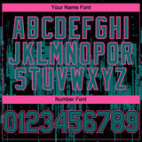 Custom Black Teal-Pink 3D Pattern Design Dripping Splatter Paint Authentic Baseball Jersey
